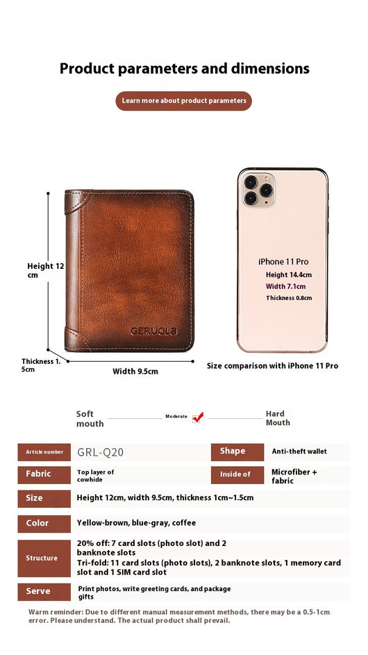 Billetera de Cuero Genuino Ultradelgada con Protección Anti-robo - Image 11