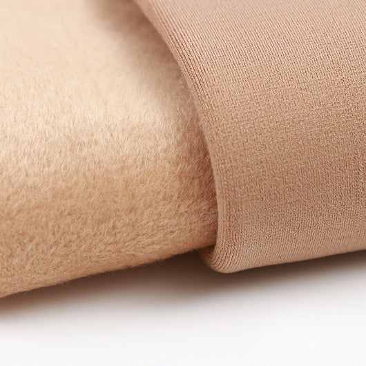Pair of beige thermal tube socks with a plush lining, ideal for autumn and winter warmth. - Image 4