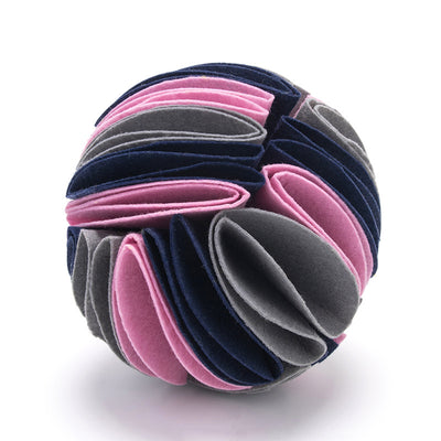 Colorful felt cloth snuffle ball for pets, featuring folded fabric strips in red, orange, yellow, green, blue, and purple. - Image 12
