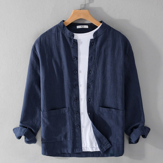 Camisa Abrigo Estilo Retro con Cuello Mao y Botones de Nudo Chino - Image 11