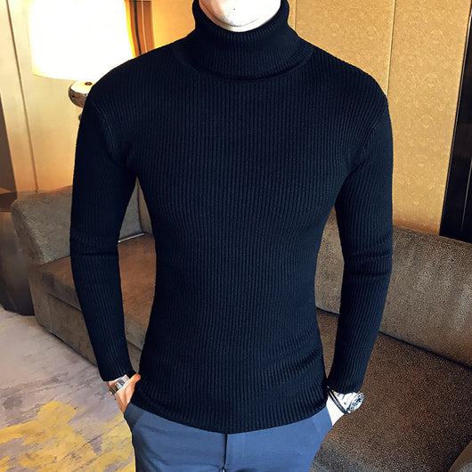 Suéter Cuello Alto Slim Fit en Colores Sólidos para Hombre