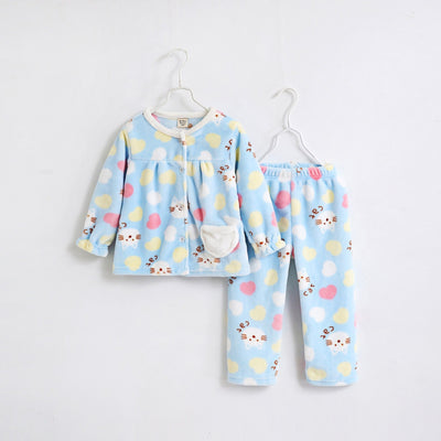 Pink flannel girls' pajamas with seashell and starfish patterns, featuring a button-up top and matching pants. - Image 14