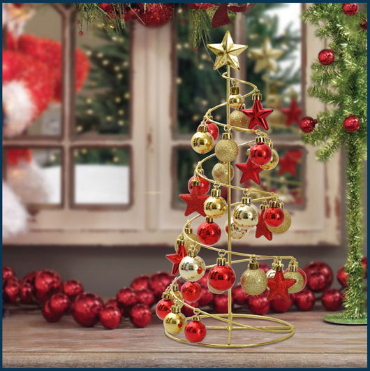 Árbol Navideño Metálico Miniatura con Bolas Decorativas para Escritorio - Image 13