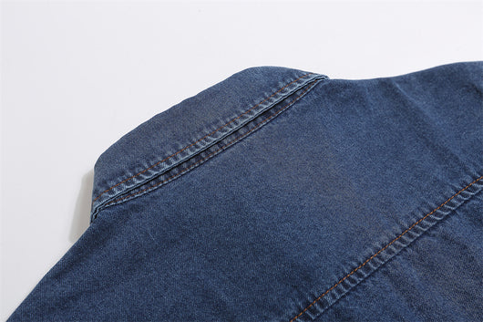 Camisa Denim Manga Corta con Bordado de Gato para Hombre - Image 15
