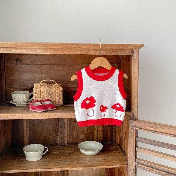 Chaleco Tejido de Algodón para Niños con Diseño Jacquard Setas