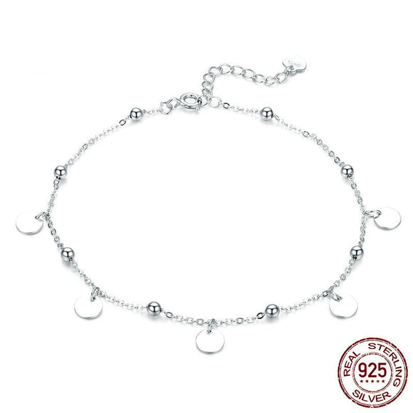 Pulsera de Tobillo Plata 925 Chapada en Oro Blanco
