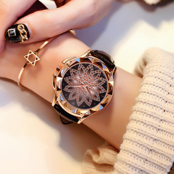 Reloj Pulsera Dama con Cruz de Diamantes de Imitación en Oro Rosado
