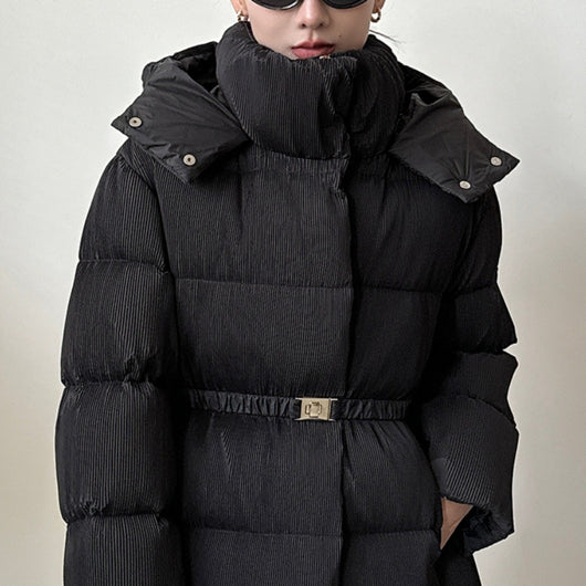 Chaqueta Acolchada con Cinturón Ajustable para Mujer - Efecto Adelgazante - Image 2