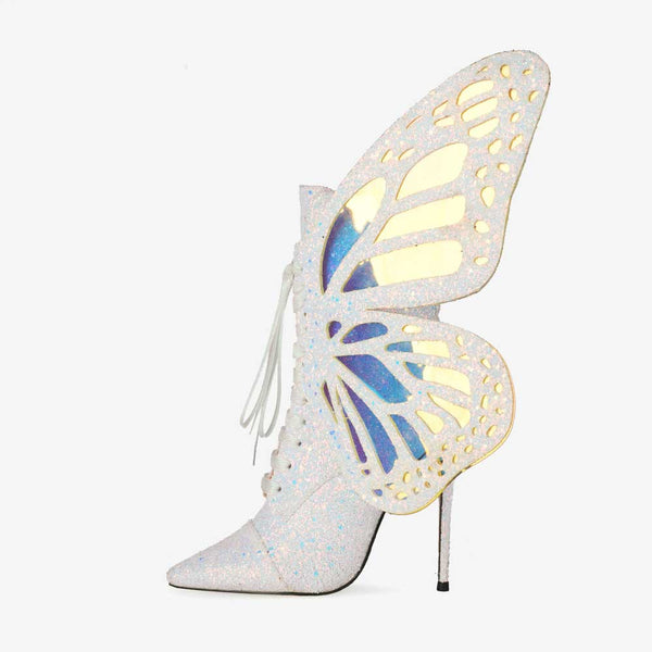 Botines Cortos con Alas de Mariposa y Lentejuelas Entrelazadas
