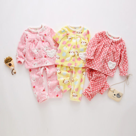 Pijama Infantil de Franela Gruesa para Niñas - Abrigo Otoño
