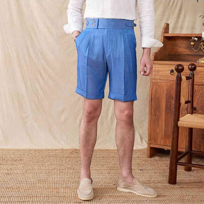 Pantalones Cortos Casuales Napoli de Doble Pliegue para Hombre - Estilo Británico - Image 6