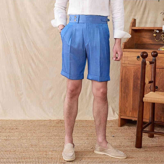 Pantalones Cortos Casuales Napoli de Doble Pliegue para Hombre - Estilo Británico - Image 6