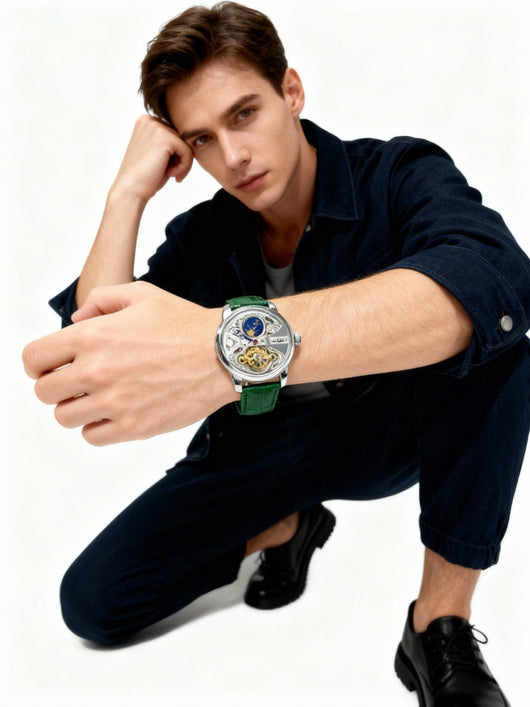 Reloj Automático Tourbillon con Fases Lunares y Diseño Calado - Image 17