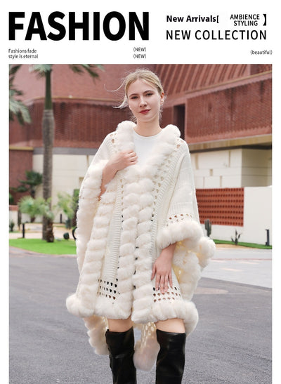 Capa Cardigan de Lana Calada Extendida - Abrigo Tejido Otoño Invierno - Image 9