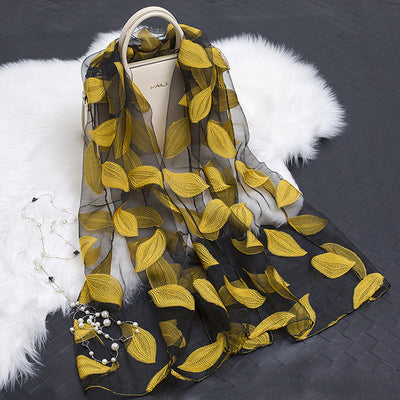 Pañuelo de Seda Estampado Flores Huecas - Diseño Elegante y Versátil - Image 56
