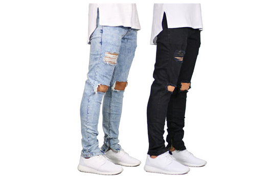 Jeans Slim Rotos Hombre Estilo Japonés y Coreano