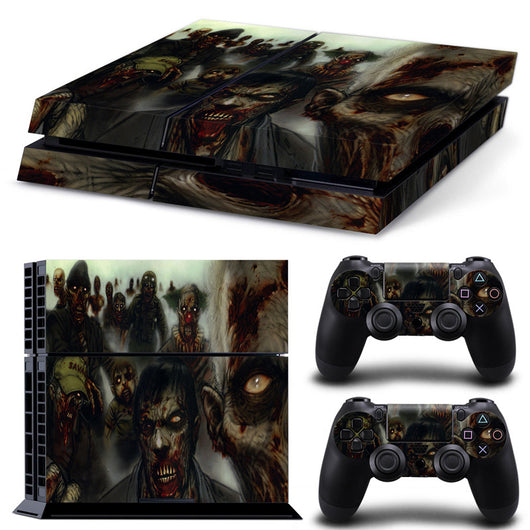 Camouflage skin set for PS4 console and two controllers, featuring a green, brown, and black textured pattern. - Image 17
