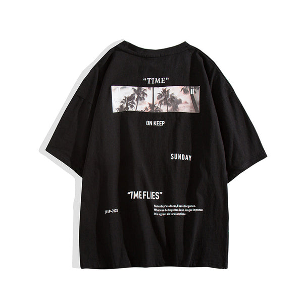 Camiseta Hombre Suelta Cuello Redondo Manga Corta