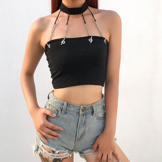 Chaleco Corto Halter con Cadena - Image 3