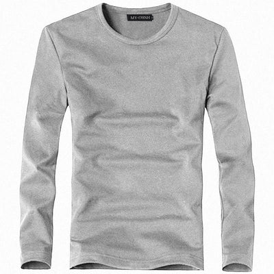 Camiseta Slim Fit Hombre Colores Sólidos Primavera Otoño - Image 8