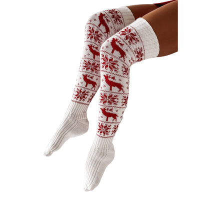 Calcetines Navideños Largos para Mujer - Tejido de Algodón y Lana con Diseño de Venado - Image 13