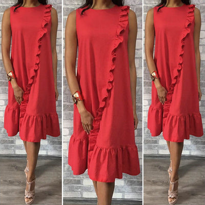 Vestido Liso con Volantes Elegante - Image 7