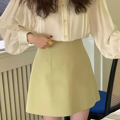 Conjunto Falda A-línea Cintura Alta con Blusa Literaria Elegante - Image 3