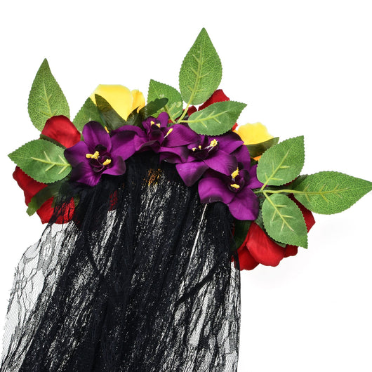 Diadema de Rosas Artificiales con Velo de Encaje - Image 9