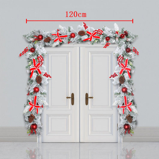 Corona Navideña Exterior con Efecto Nieve - Decoración Puerta Ratán Flocking - Image 14