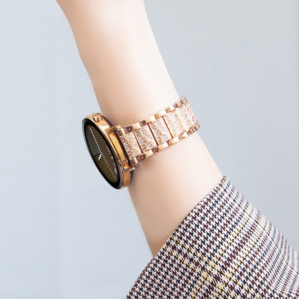 Pulsera Reloj Cadena de Diamantes Tres Cuentas Sólida