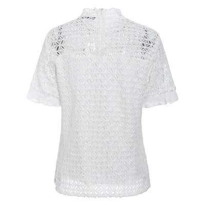Blusa de Encaje con Cuello Redondo y Volantes Elegantes - Image 3
