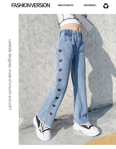 Pantalones Denim Anchos Casuales Estilo Funky con Detalle Love - Image 16