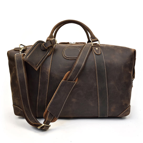 Bolsa de Viaje Grande en Cuero Crazy Horse - Capacidad Máxima