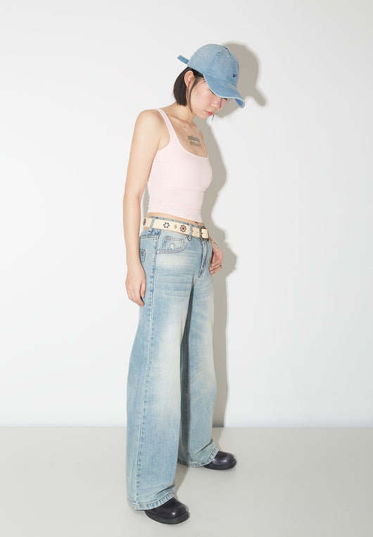 Pantalones Vaqueros de Pierna Ancha Cintura Alta para Mujer - Image 16