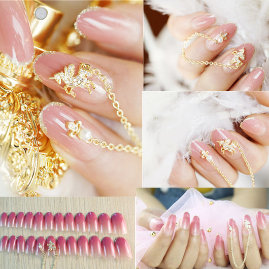 Uñas Postizas Decoradas con Lazo y Corona - Parches de Uñas Artísticas - Image 27