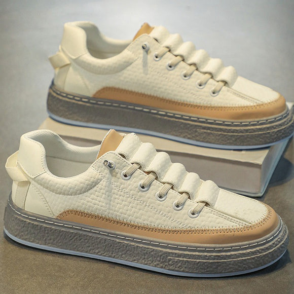 Tenis de Cuero para Skateboard con Plataforma - Estilo Casual Deportivo
