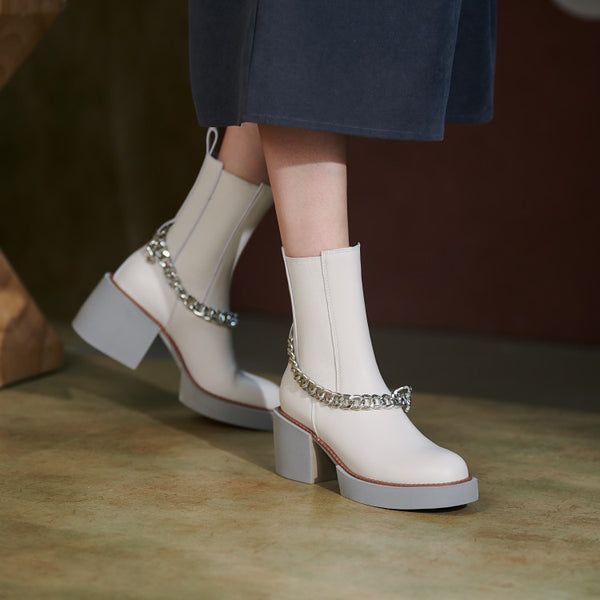 Botas Martin Casual de Suela Gruesa y Punta Redonda para Mujer
