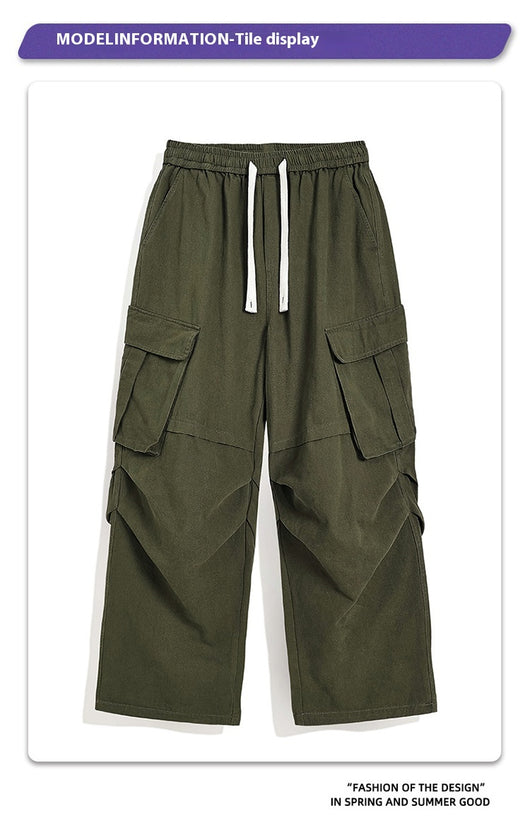 Pantalones Plisados Retro para Hombre - Corte Recto Casual Tendencia - Image 11