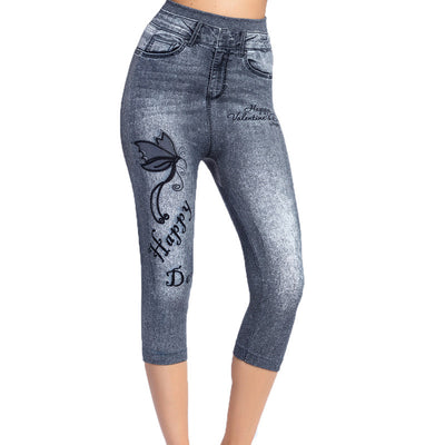Leggins Tipo Denim Estampado Cintura Alta con Máxima Elasticidad - Image 10
