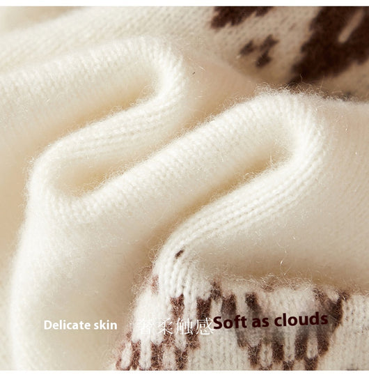 Suéter de Cachemira Jacquard con Contraste Azul y Blanco - Image 29