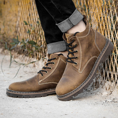 Botas de Cuero Vintage para Hombre - Estilo Clásico Robusto - Image 3