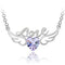 Crystal Heart Necklace-Love Wing Angel Light Morado