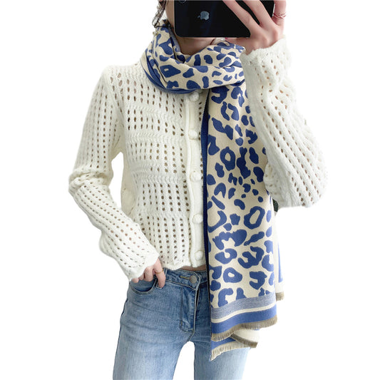Bufanda Larga con Flecos Mujer Invierno Imitación Cachemira