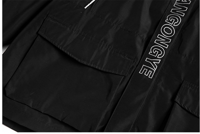 Abrigo Trench Coat Oversize Hip Hop Negro Primavera Otoño Hombre - Image 11
