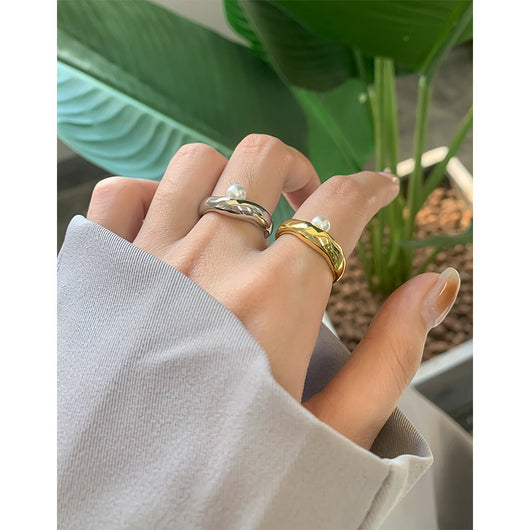 Anillo de Plata Esterlina con Perla Geométrica - Diseño Luxury Minimalista - Image 11
