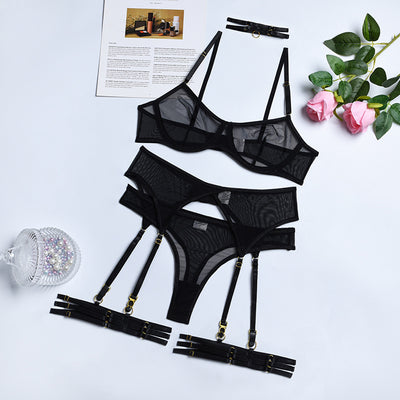 Conjunto de Lencería Sexy con Cinturón de Ligas de Tres Piezas - Image 13