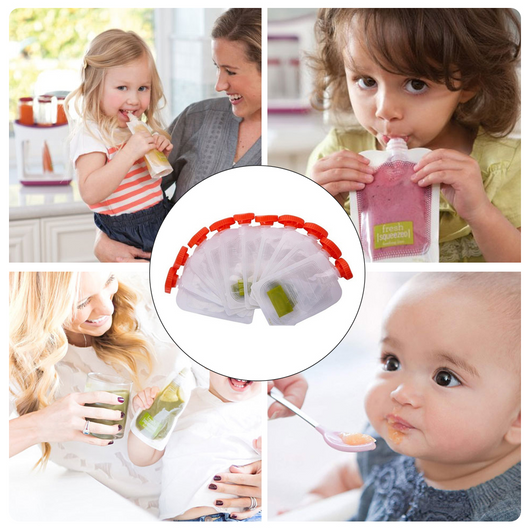 Set de 10 Bolsas Reutilizables para Almacenar Papillas y Jugos Naturales para Bebé