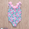 Traje de Baño Infantil con Estampado de Sandía y Encaje Floral