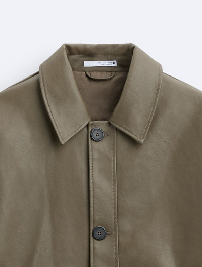 Chaqueta de Cuero Sintético Cuadrada para Hombre - Image 18