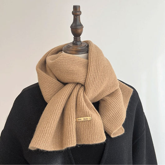 Bufanda Tejida Coreana de Color Liso para Mujer - Image 15